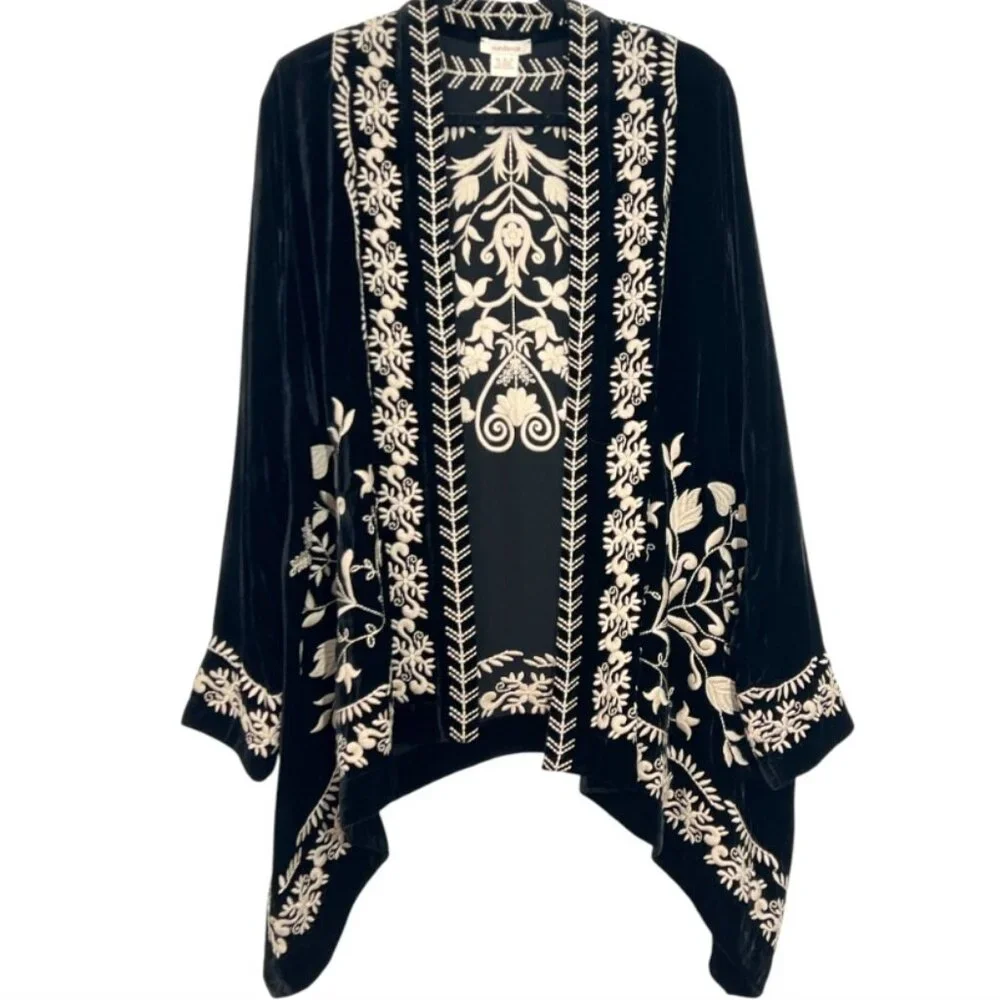 Sundance Left Bank Embroidered Velvet Cardigan Long Sleeve Black Size Small NWOT - Picture 6 of 14